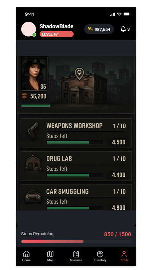 Establish your mob in a city and construct your gang hideout. Build and upgrade services to expand your criminal empire