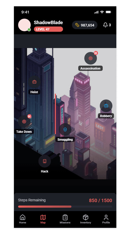 Uncover crimes and missions on the map and take steps to complete jobs and earn loot