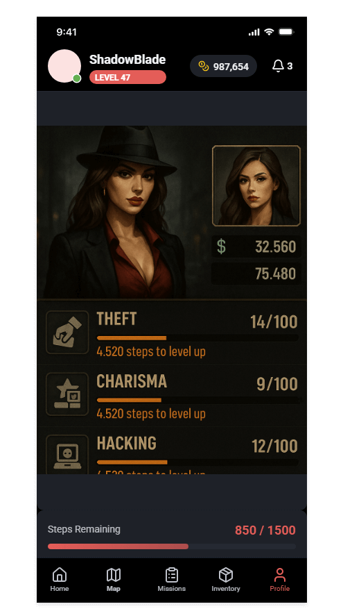 10 skills you can level up by allocating your real world steps towards jobs, travelling and crafting